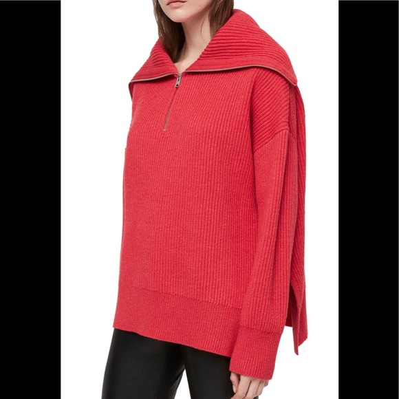 (Sold) ALLSAINTS Ami Roll Neck Sweater in Flamingo - Picture 2 of 8
